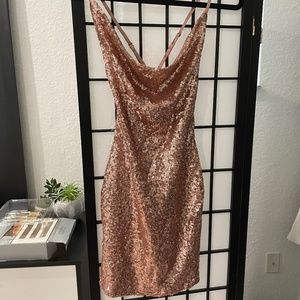 Fashion nova rose gold sequin dress